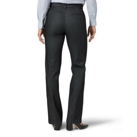 Lee Women's Flex-Motion Black 12 Medium Regular Fit Mid Rise Trouser Pant - Picture 2 of 7